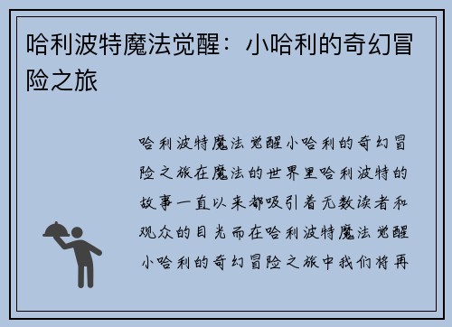 哈利波特魔法觉醒：小哈利的奇幻冒险之旅